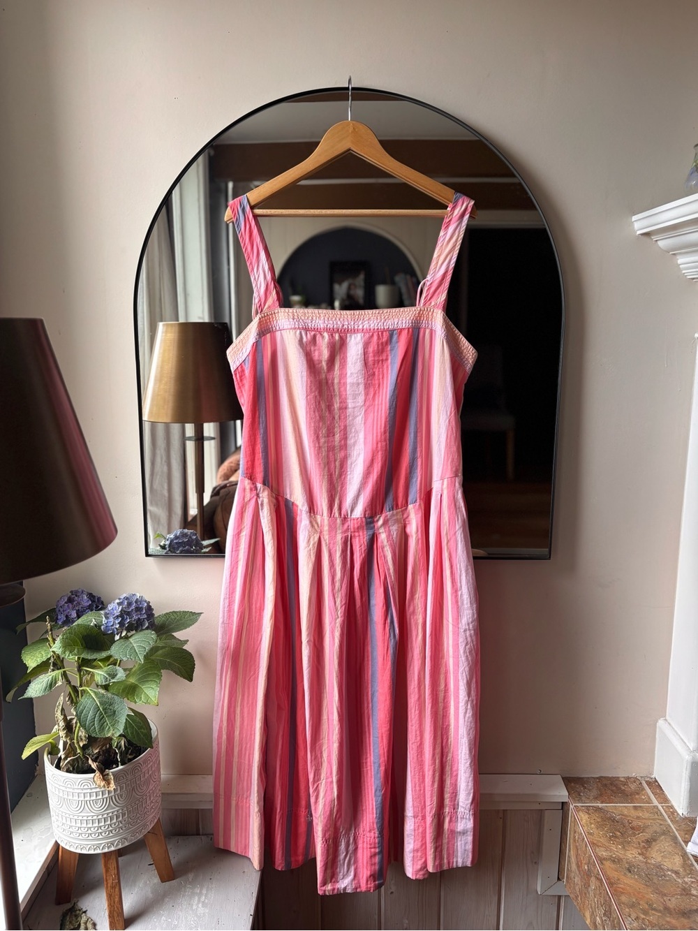 FREE PEOPLE | NWOT pink primevera striped drop waist sun dress | size large - Picture 5 of 7